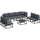  Sjedeća garnitura za vrt s jastukom 9 pcs Crna Aluminij | Eponuda.ba