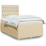 vidaXL Box spring postelja z vzmetnico krem 120x190 cm blago, (21304862) | Shoptok.si