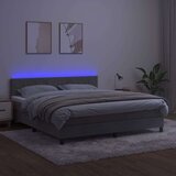  Krevet box spring s madracem LED svjetlosivi 160x200 cm baršun | shoptok.hr
