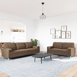  2-dijelni kauč s jastucima smeđe tkanine | shoptok.hr