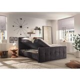 MID.YOU POSTELJA Z VZMETNICO 160 cm x 200 cm , tekstil, leseni material temno rjava | Shoptok.si