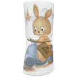 Tri Drugara muslin prekrivač "zeka na motoru" plavi 120X120Cm četvoroslojni | ePonuda.com