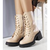 Gemre Beige insulated heeled ankle boots Verno | Shoptok.si