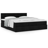 vidaXL Otomanski posteljni okvir z vzmetnico črn 160x200 cm blago | Shoptok.si