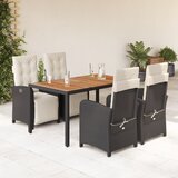vidaXL 5-dijelni vrtni blagovaonski set s jastucima od poliratana crni | shoptok.hr