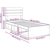  Okvir za krevet Crna 75 x 190 cm Čvrsto borovo drvo | shoptok.hr