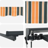 vidaXL Automatska uvlačiva tenda s LED-om Zelena i bijela 400x350 cm, Tenda zamjenska tkanina za okvir 4x3.5 m Zelena i bijela | shoptok.hr