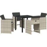 vidaXL 5-delni set vrtnih jedilnih stolov z blazinami svetlo sivega poli ratana | Shoptok.si