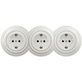  Kliklap - Trostruka retro zidna utičnica sa okvirom SCHUKO 230V, keramička, bela | Eponuda.com