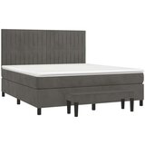  Box spring postelja z vzmetnico temno siva 160x200 cm žamet, (20901860) | Shoptok.si