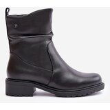 VINCEZA Leather Women's Ankle Boots Insulated With Gathering Black 66714 | ePonuda.com