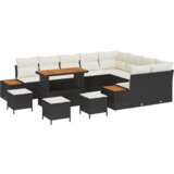vidaXL set od 13 komada vrtnih kauča s jastučićima crni poli ratan akacija | shoptok.hr