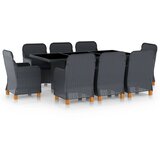 vidaXL Vrtna jedilna garnitura z blazinami 9-delna PE ratan temno siva, (20679001) | Shoptok.si