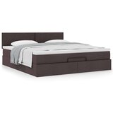 vidaXL Otomanski posteljni okvir z vzmetnico rjav 160x200 cm blago | Shoptok.si