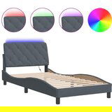 Maison Chic Posteljni okvir - Enojna postelja - Postelja za odrasle z LED lučkami temno siv 100x200 cm žamet, (21695980) Cene
