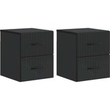  Stenski nočni omarici s predalom 2 pcs Črna 34,5 x 33 x 40 cm, (5000209955) | Shoptok.si