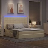  LED krevet za pohranu s madracem Krema 200 x 200 cm Tkanina | shoptok.hr
