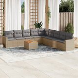  10-dijelni set vrtnih sofa s jastucima bež od poliratana | shoptok.hr