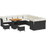  Set vrtnih sofava od 13 dijelova s jastučićima crni poliratanski akacija 3-dijelni set vrtne blagovaonice s jastučićima crni po | shoptok.hr