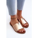 EVENTO PE1 Women's Eco Leather Flat Sandals Golden Maliha | Shoptok.si