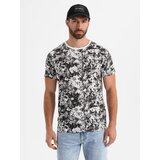 Ombre Men's patterned cotton short sleeve T-shirt - white and black | shoptok.hr
