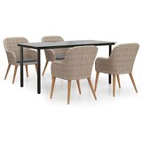 5-dijelni vrtni blagovaonski set s jastucima smeđe | shoptok.hr