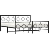  Metalni okvir kreveta uzglavlje i podnožje crni 183x213 cm | shoptok.hr
