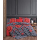  saltanat - red redanthracite ranforce super king quilt cover set (fr) | ePonuda.com