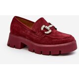 Kesi Women's loafers with embellishment, burgundy Ellise Cene