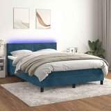  box spring s madracem LED tamnoplavi 140x190 cm baršun | shoptok.hr
