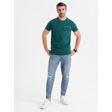 Ombre Men's cotton t-shirt with pocket - marine | Shoptok.si