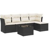 Maison Chic Seti vrtnega pohištva - Vrtna garnitura - Vrtni pohištvo set 6-delna z blazinami črna poli ratan, (21807544) | Shoptok.si