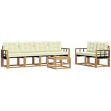 vidaXL Zunanja garnitura za sedenje z blazino 7 pcs Bela in krem, (5000270452) | Shoptok.si