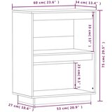 vidaXL Konzolni ormarić crni 60 x 34 x 75 cm od masivne borovine | shoptok.hr