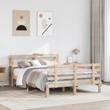vidaXL Posteljni okvir z vzglavjem 120x190 cm trdna borovina Cene