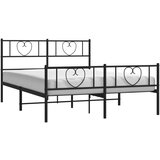 vidaXL Kovinski posteljni okvir z vzglavjem in vznožjem črn 135x190 cm | Shoptok.si