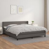 The Living Store Box spring postelja z vzmetnico siva 180x200 cm umetno usnje - Box Spring Postelja, (21516003) Cene