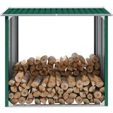 vidaXL Vrtna lopa za drva pocinkano jeklo 172x91x154 cm zelena Cene