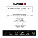 Swissten kabel HDMI 2.0, 60Hz, 18GB/s, 4K, do 21:9, 1m, pozlaćeni konek, crni | shoptok.hr
