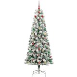 vidaXL Umjetno božićno drvce s nogom Zelena i bijela 210 cm PVC | shoptok.hr