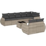 Maison Chic Seti vrtnega pohištva - Vrtna garnitura - Vrtni pohištvo set 9-delna z blazinami sv. siv poli ratan, (21806159) | Shoptok.si
