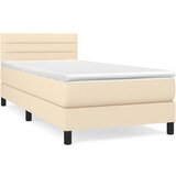 vidaXL Box spring postelja z vzmetnico krem 90x200 cm blago, (20892719) Cene