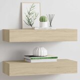  Zidne police s ladicom 2 kom boja hrasta 60 x 23,5 x 10 cm MDF | shoptok.hr