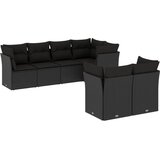 Maison Chic Seti vrtnega pohištva - Vrtna garnitura - Vrtni pohištvo set 7-delna z blazinami črn poli ratan, (21801248) | Shoptok.si