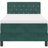 Box Postelja z vzmetnico z vzmetnico Temno zelena 90 x 200 cm blago | Shoptok.si