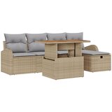 vidaXL 6 komada vrtni sofa set s jastučićima blijedo bež poli ratan, 2-sjedna vrtna sofa s pohranom i jastučićima blijedo bež poli ratan | shoptok.hr