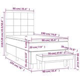Box spring krevet s madracem tamnosivi 90x190 cm baršunasti | shoptok.hr