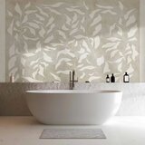  Foto tapeta - White leaves - abstract plant motif on beige background with frame 150x105 | shoptok.hr