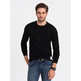 Ombre Men's textured sweater with half round neckline - black Cene