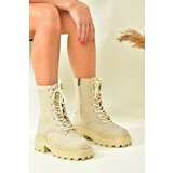 Fox Shoes Beige Women's Boots with Thick Soles Cene
